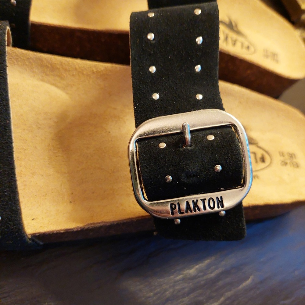 Plakton Wms Claire Handmade Spanish Adjustable Sandals Black Leather 11 NEW! - Picture 4 of 10